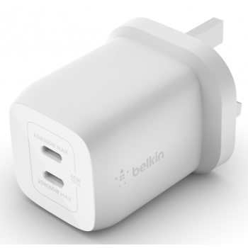 Belkin WCH013myWH BoostCharge 雙 USB-C GaN PPS 65W 快速家用式充電器